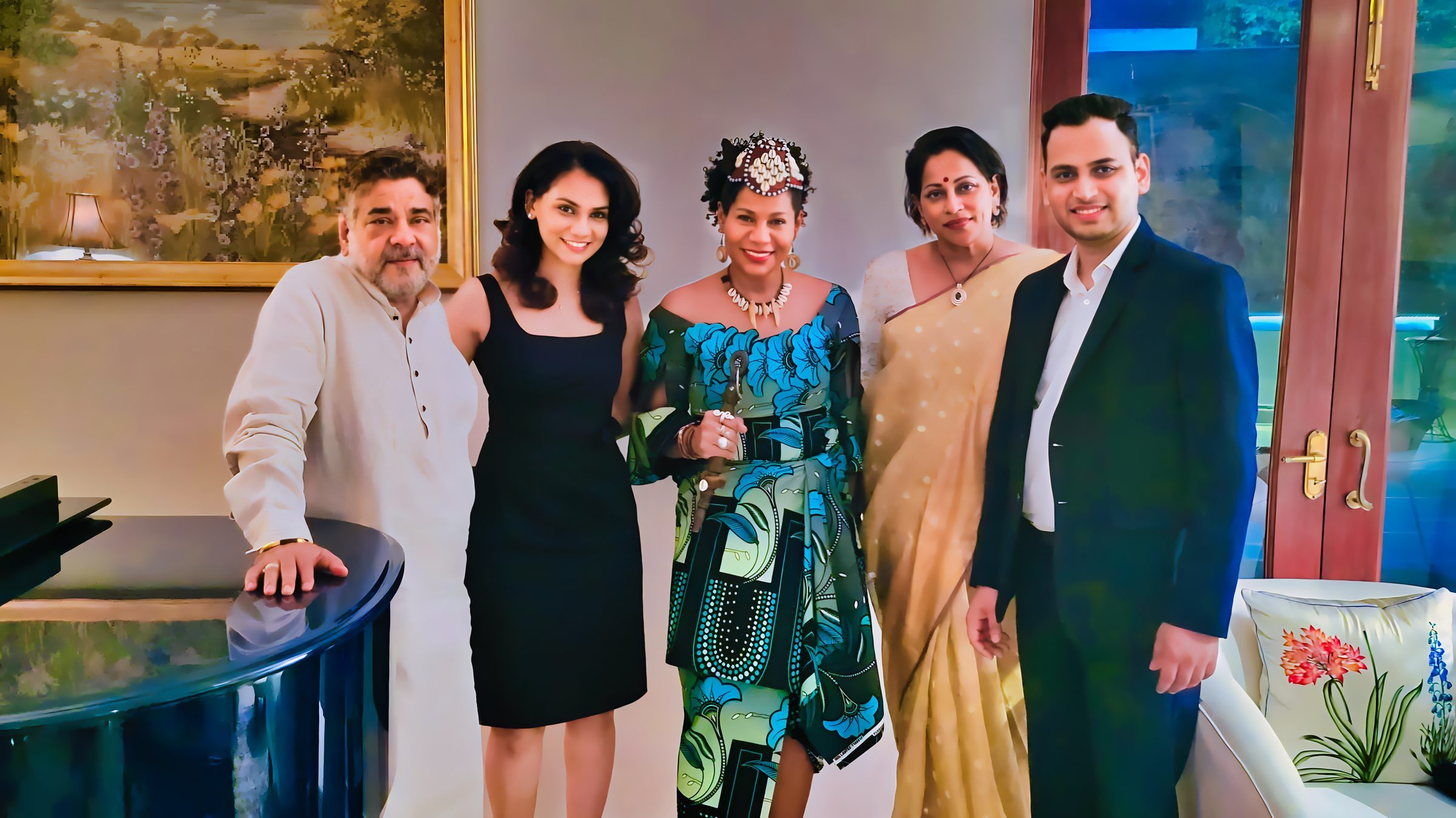 Lithvik Mukesh Sharma hosts Brian Silas, Tanvi Shah, and Queen Diambi at a get-together with friends and associates