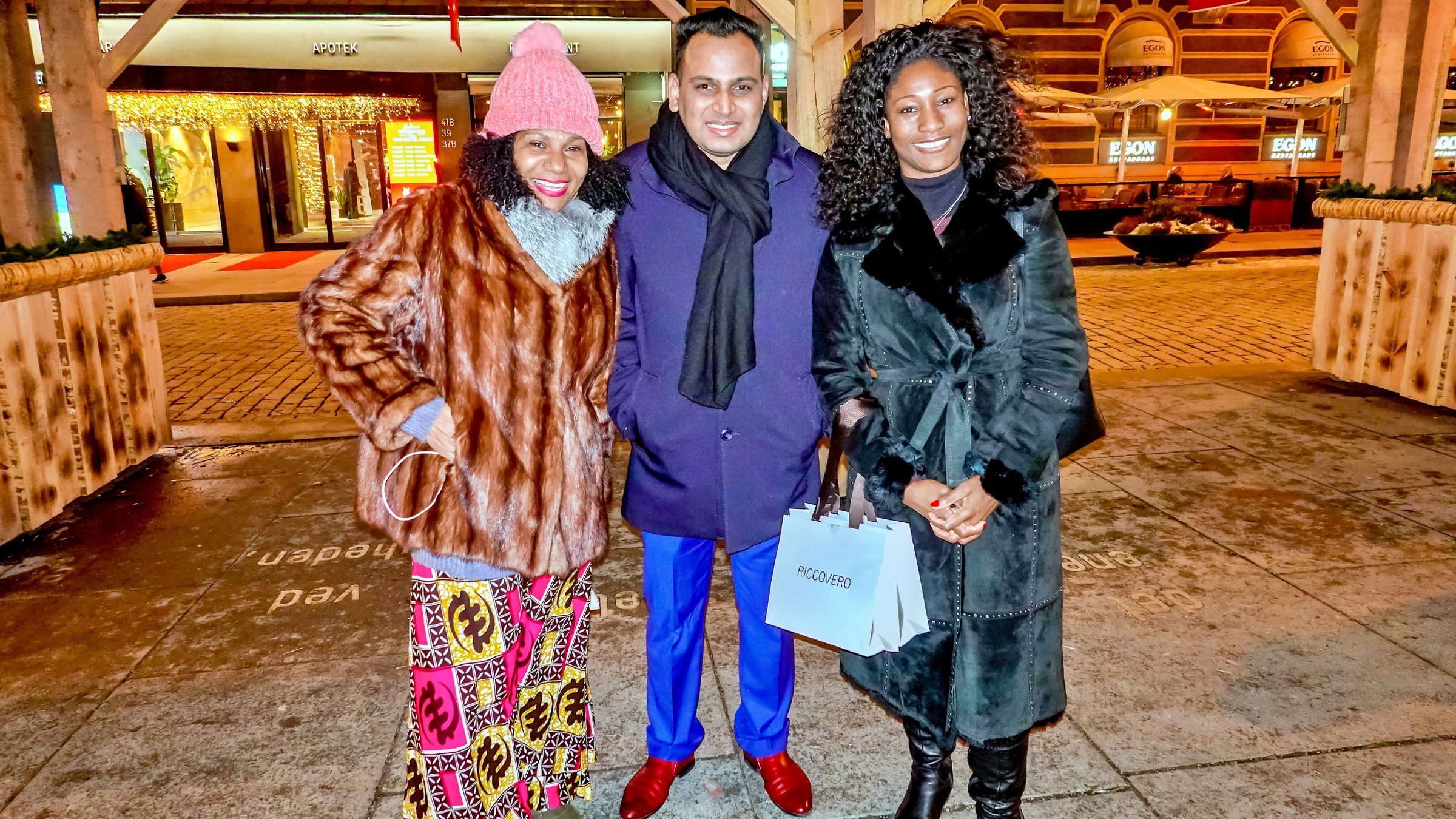 Lithvik Mukesh Sharma is photographed with Queen Diambi and Cinthia Loïs Ta Thomsen at NS, Oslo.